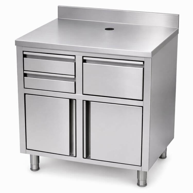 Table de travail à café en acier inoxydable - Profondeur 600mm