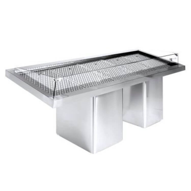Vitrine à poisson inox libre-service sur roulettes - 2320 mm (1)
