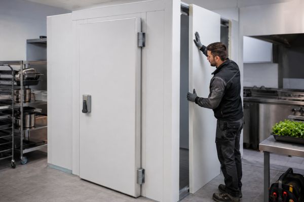 Installation d’une chambre froide démontable avec panneaux isolants dans une cuisine professionnelle